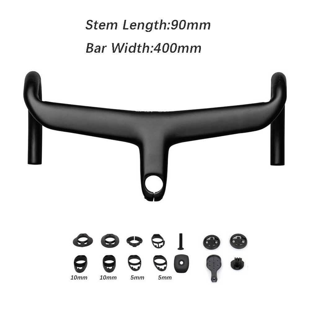 Mostek rowerowy Kierownica roweru szosowego z włókna węglowego Ultralekka, wygięta kierownica wyścigowa Zintegrowane akcesoria rowerowe 380-440 mm