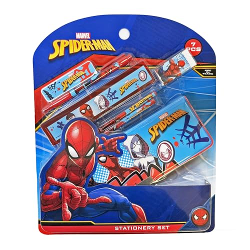 Image of Spiderman 7 pcs Stationery SetSchool Supplies Kit Multicolor Return Gift for Kids Age 3 Years +