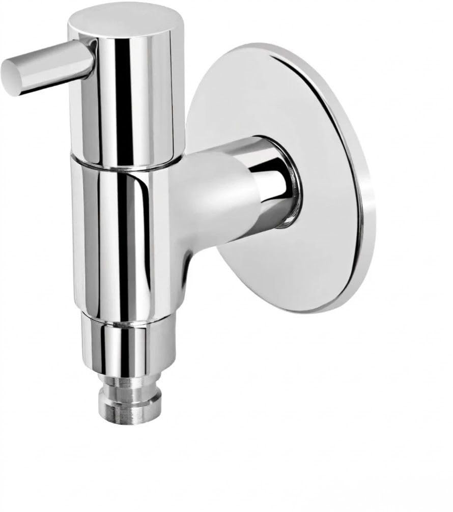 BSP Brass Washing Machine Bib Cock with Wall Flange | Chrome Finish Utility Tap for Home & Kitchen (Pack of 1) | (Washing Machine Tap Sleek)-image-20