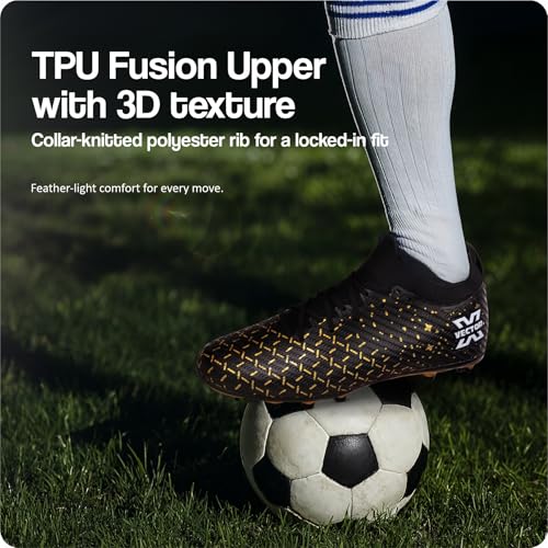 Image of Vector X Starlight Men's Firm Ground Soccer Cleats Shoes, 3D Texture TPU Fusing Upper with Double Color TPU Sole Lightweight Football Studs | Sports Footwear Boots for Adult, Men & Boys