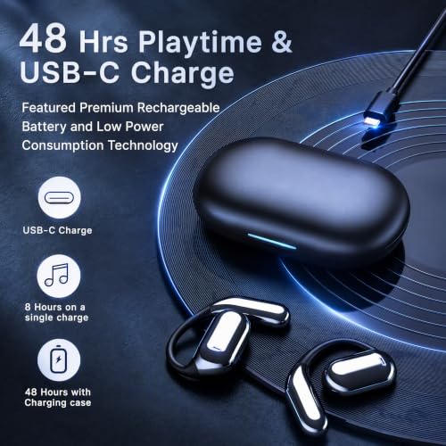 Image of Hsility Wireless Earbuds Bluetooth Earbuds Built-in Mic with Ear Hooks 50H Playtime Ear Buds LED Display Charging Case Waterproof Design for Running Fitness