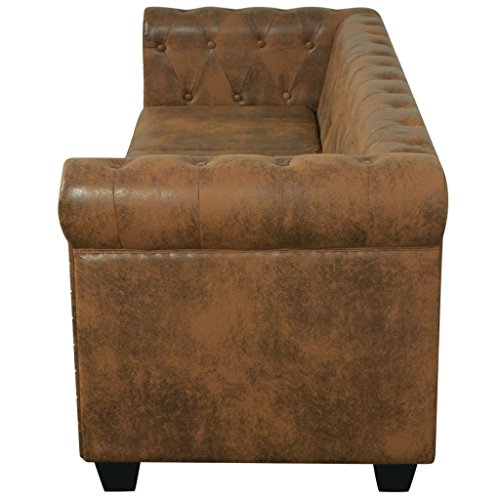 vidaXL Chesterfield Sofa 3 Sitzer Vintage Lounge Ledersofa Couch Sofagarnitur – Bild 5