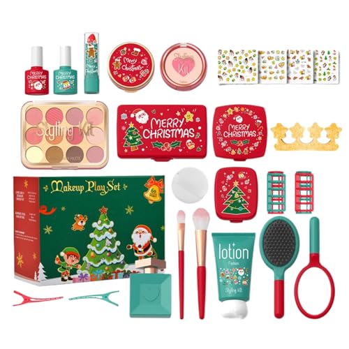 baabeash Maquillaje falso,Set Cosméticos De Juguete Para La Navidad De Los Más Pequeños - Trucos Falsos Delicados Con La Piel Para Fiestas Cumpleaños Guardería | Para Edad 3-5 Años Y Calcetín Navideño