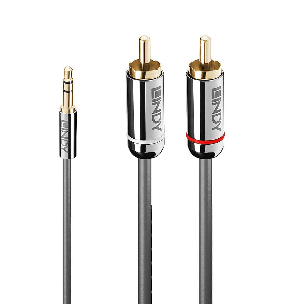 LINDY 0.5 meters 3.5mm to Phono Audio Cable Cromo Line Anthracite