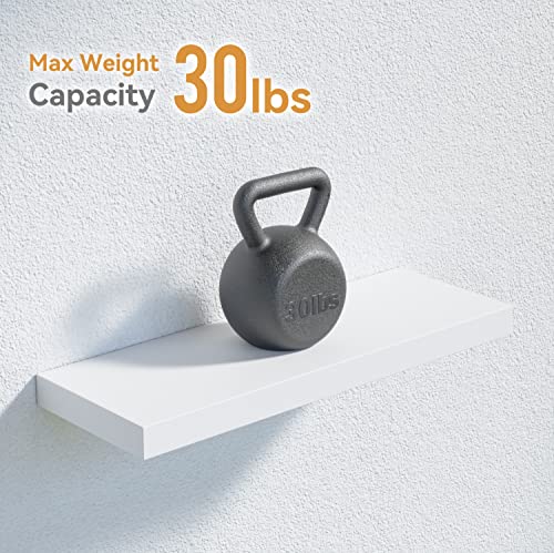 Boswillon White Floating Shelves For Wall, 4 Sets White Wall Shelves For Bedroom With Invisible Brackets, White Shelves For Wall Decor, Modern White Shelf For Bathroom, Kitchen – White #TOP1