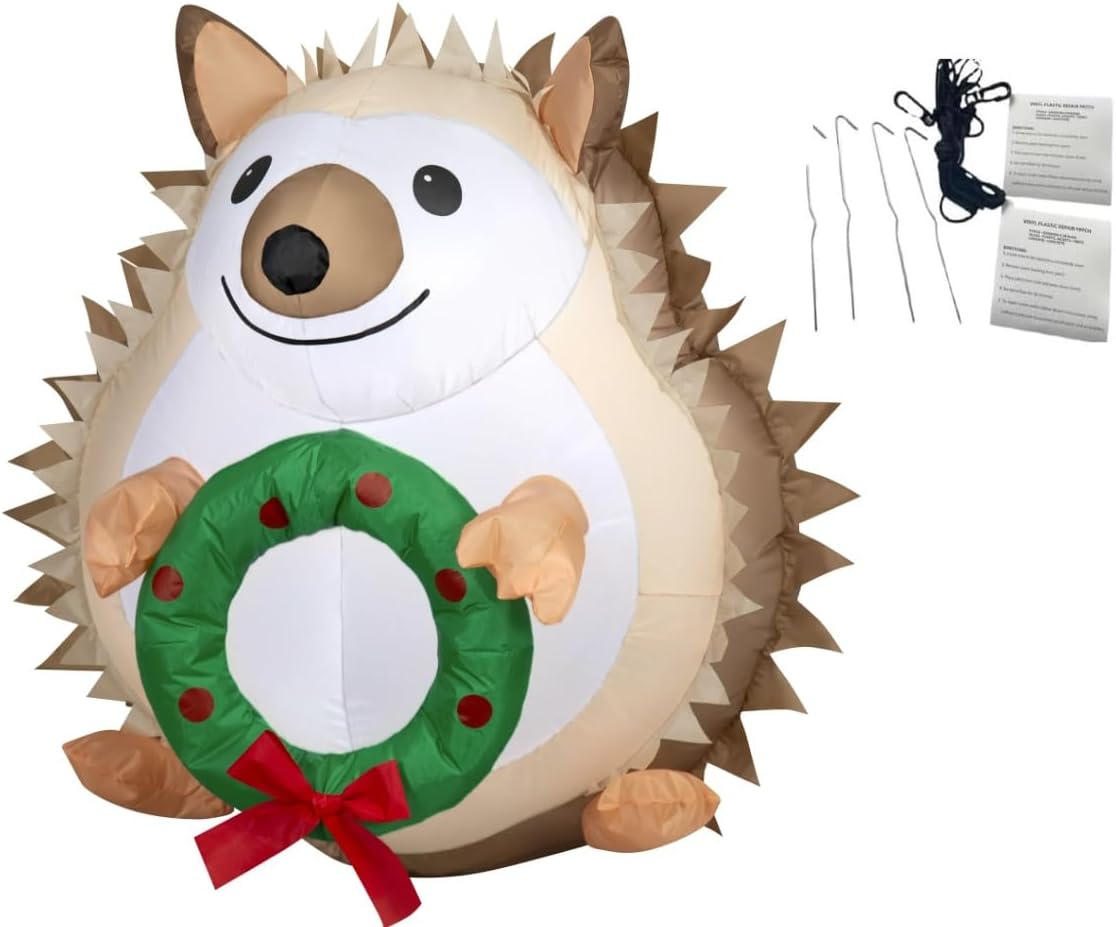 Hedgehog 3 Foot Christmas Inflatable LED Holiday Outdoor Yard Lighted AB Blow-Up Decoration 2024 - Includes Bonus Repair Patch