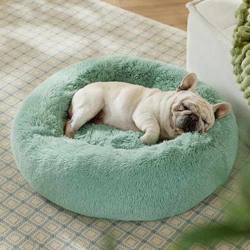 Image of Bedsure Calming Dog Bed Medium Size Dog Donut Washable Pet Bed,30ins Apple Green