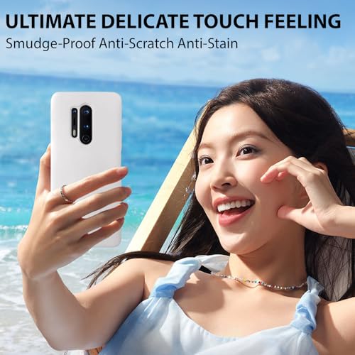 Image of LIRAMARK Liquid Silicone Soft Back Cover Case for OnePlus 8 Pro / 1+8 Pro (White)
