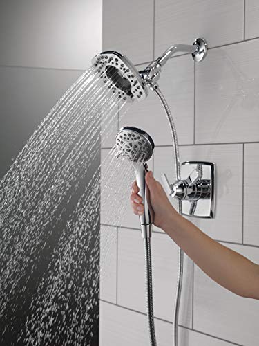 Image of Delta Faucet Ashlyn 17 Series Dual-Function Shower Trim Kit with 2-Spray Touch-Clean In2ition 2-in-1 Hand Held Shower Head with Hose, Chrome T17264-I (Valve Not Included)
