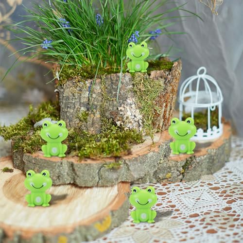 GlamRays 100Pcs Mini Grüne Plastik Frosch, Kleine Frosch Skulpturen Winzige Frosch Zu Verbergen Feengarten Miniatur Puppenhaus Heimdeko Frosch Dekorationen für Party