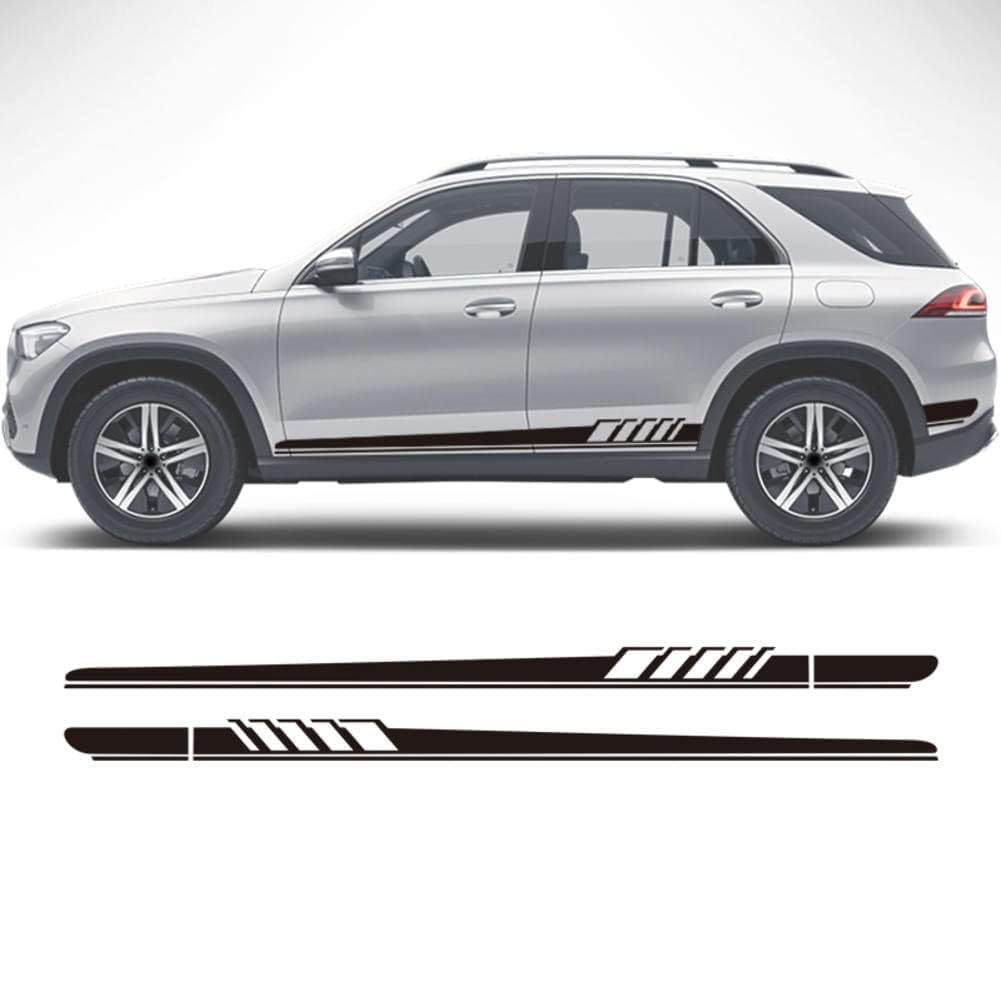 UNCLE LIAO Car Side Skirt For Mercedes Benz GLE GLK ML Class AMG W164 W166 GLE350 GLE400 Auto Car Door Sticker Side Step Skirt.,Black