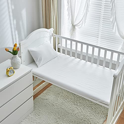 3 Pieces Crib Bedding Set Baby Ruffle Quilted Comforter With Fitted Sheet And Pillow - Cute Ruffled Shabby Chic Bedding Soft Blanket Design White #TOP5