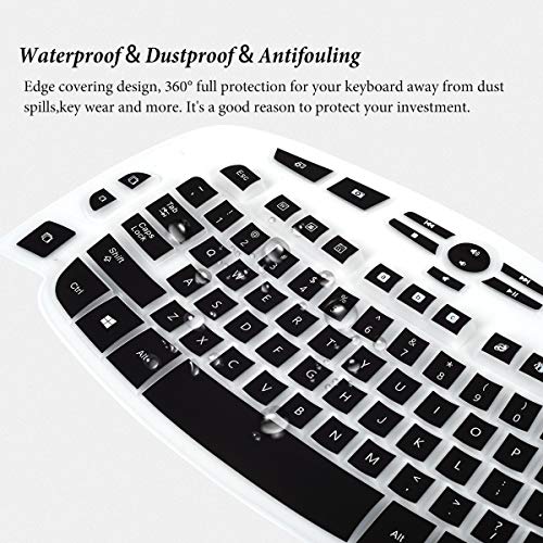 Image of Keyboard Cover Skin for Logitech MK570 K350 MK550 Wireless Wave Keyboard, Ultra Thin Silicone Logitech MK570 Keyboard Protector-Black