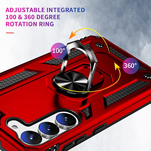 Image of Vaki Cases for Samsung Galaxy S23 Case with Screen Protector [Military Grade Drop] Heavy Duty Rugged Shockproof Protective Cover for Samsung Galaxy S23 5G Phone Case with Ring Kickstand Red