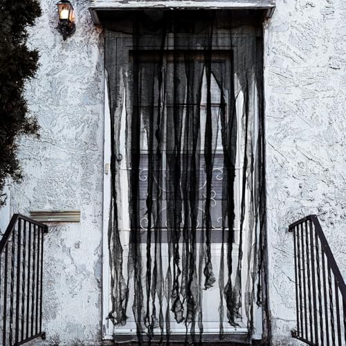 Purple Star Lot de 4 rideaux de porte d'Halloween - 1 x 1,65 m - Décoration d'Halloween - Tissu de fête - Rideau horreur - Décoration d'intérieur -...