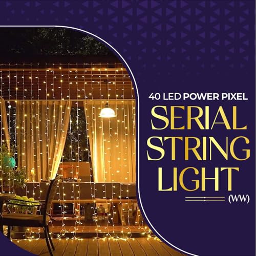 Image of Lexton 40 LED Power Pixel Serial String /Fairy Light | Plug Sourced | Suitable for Home & Outdoor Decoration, Diwali, Christmas, Ramadan, Wedding, Party, Festival (Pack of 20, Warm White)