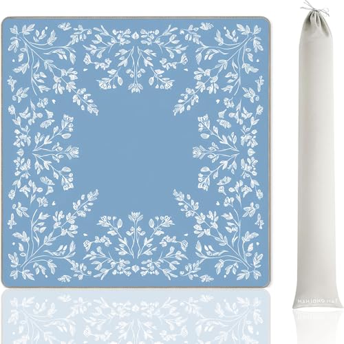 Tapete Mahjong 33x33 in azul/blanco antideslizante