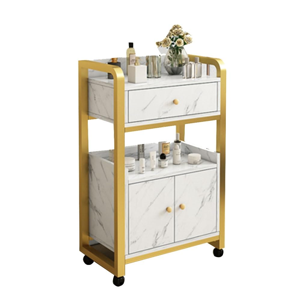 asdchZen Barber Cart Storage Cabinet, Salon Trolley With Drawers, Movable Beauty Locker, Beauty Organizer Spa Equipment,Multi-Colored-C-80X44X34Cm