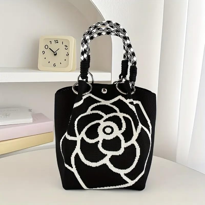 Bolso tote tejido floral a crochet miniatura 1