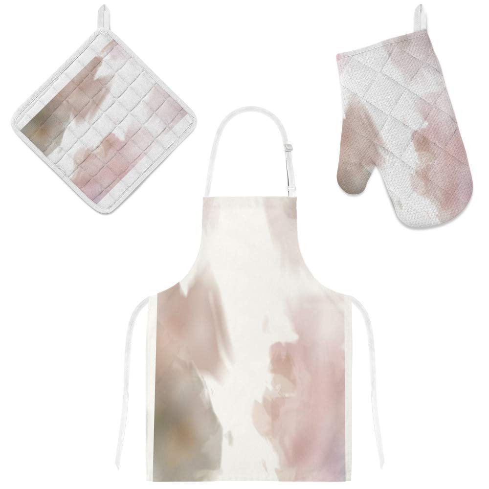 Tablier de cuisine anti-tache avec gant pour micro-ondes inclus