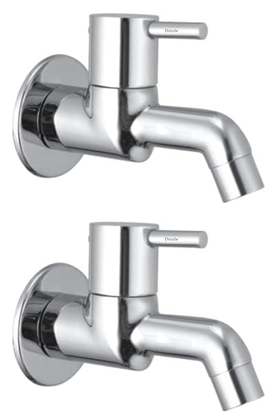 DRIZZLE FLO101-2 Flora Bib Cock Brass | Chrome Plated | Quarter Turn | Foam Flow (Combo of 2 Pieces)