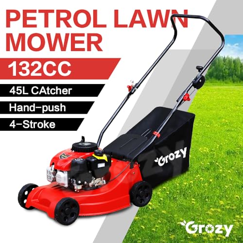 GROZY GR-40HP 40CM Petrol Lawn Mower 4-Stroke 132cc Cordless Hand Push Lawn Mower 45L Grass Capacity Lawnmower Outdoor Garden Lawns Tool Kit - Image 3