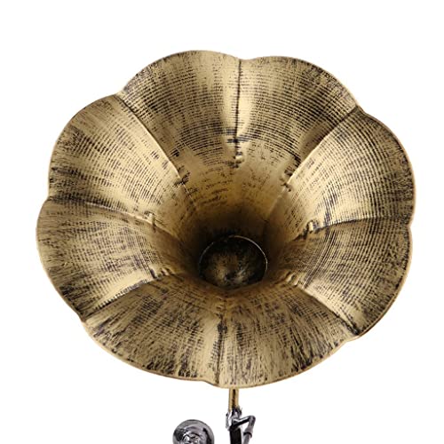 Gramophone miniature rétro harayaa en fer objet décoration maison doré - 3