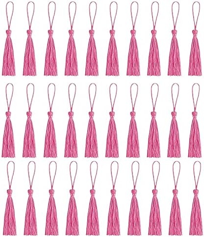 30 PCS Bookmark Tassels, Mini Tassels Silky Tassels for Bookmarks Handmade Bookmark Tassels for Resin DIY Craft Supplies and Home Decor (green)