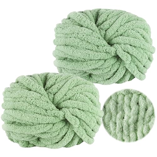 Ovillo de lana gruesa para ganchillo, 250 g x 2, lana gruesa verde frijol, lana gruesa para tejer a mano, lana gruesa para tejer con los brazos, mullida para ganchillo, mantas, bufandas, gorros