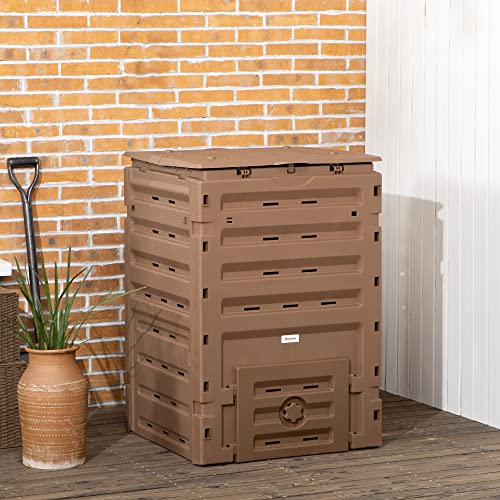 Outsunny-Garden-Compost-Bin-120-Gallon-450L-Garden-Composter-BPA-Free-with-80-Vents-and-2-Sliding-Doors-Lightweight-Sturdy-Fast-Creation-of-Fertile-Soil-Brown