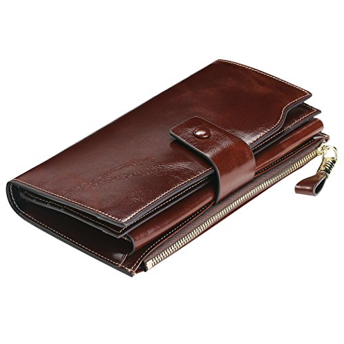 Itslife Womens Wallet Rfid Blocking Large Capacity Luxury Wax Genuine Leather Wallets Clutch Wallet Ladies Card Holder thumb #6