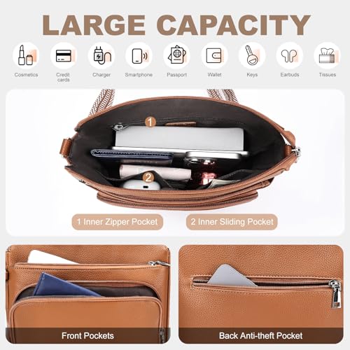 Image of SYTRAH Anti-Theft Crossbody Purse for Women, Crossbody Shoulder Bag with Built-in Wallet & RFID Blocking for Travel Workout