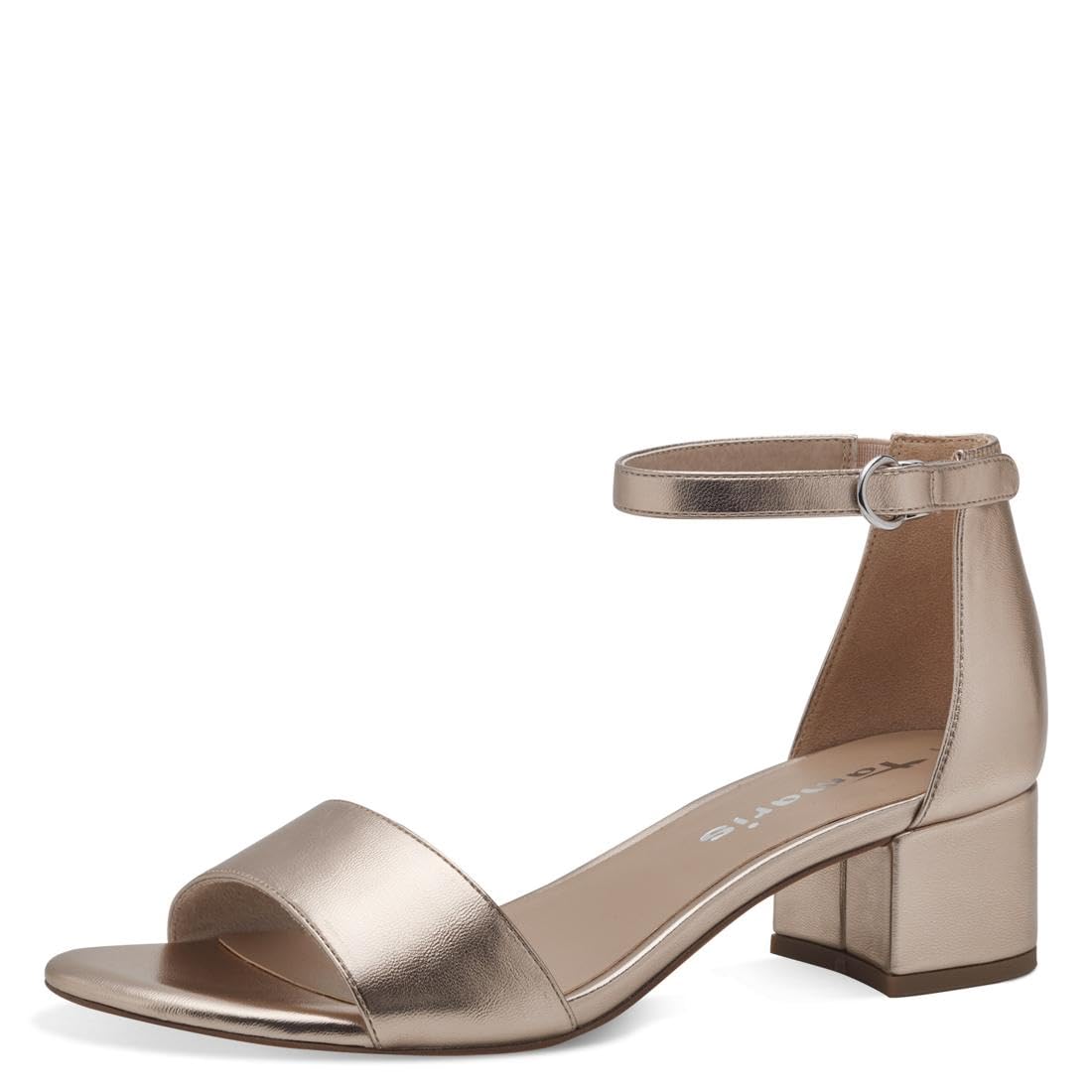 Tamaris Women’s sandal with block heel metallic 6.5 UK