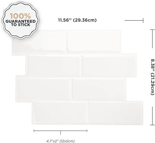 Miniatura 3 de SMART TILES Protector contra salpicaduras para despegar y pegar, 5 hojas de 11.56 x 8.38 pulgadas, adhesivo 3D para cocina, baño, azulejos de pared