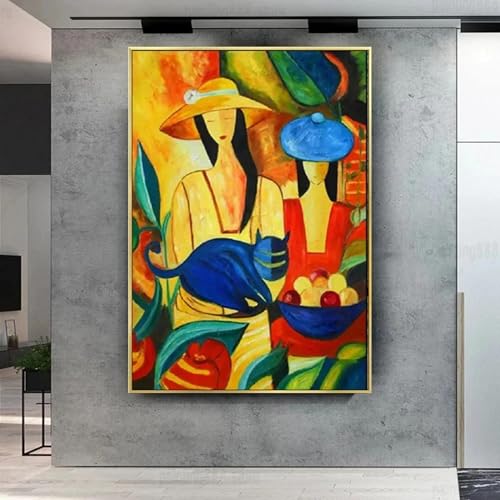 Tableau Picasso mode fille et chat pour une ambiance artistique unique