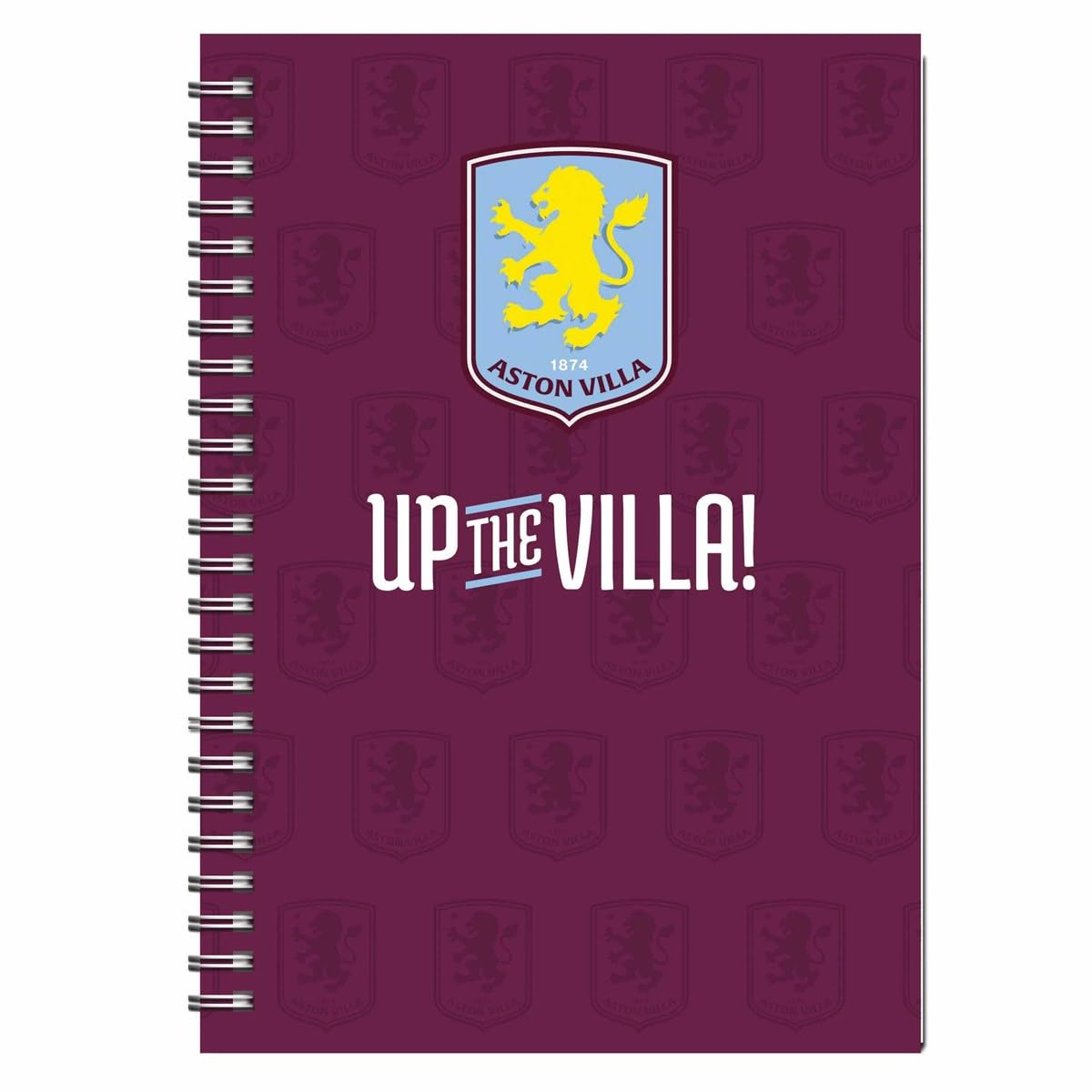Aston Villa FC Spiral Crest A5 Notebook, Notebooks, Lined Pages, Gift