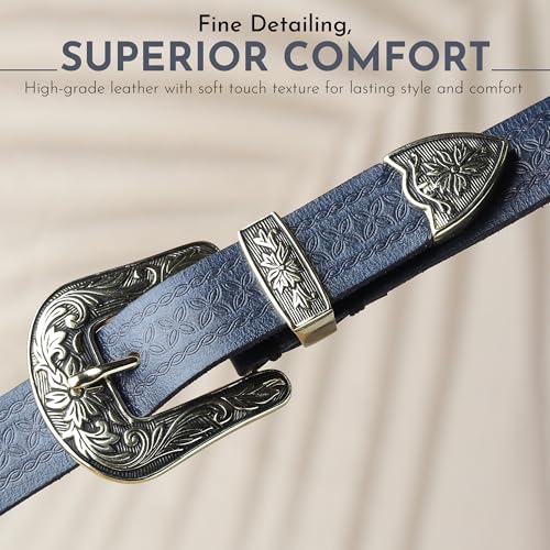Image of 25mm Genuine Leather Waist Belt for Women - Fancy Vintage Buckle Belt For Jeans | Stylish Adjustable Party Belt For Ladies /Girls /Women | Waist Size 28-44 Inches
