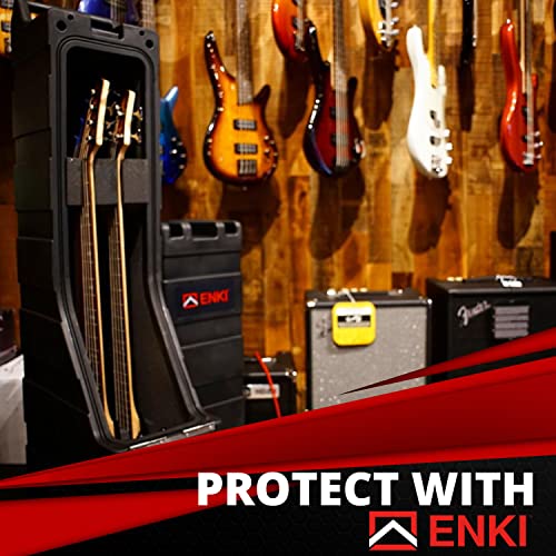 ENKI Double Electric Bass Guitar Hard Case | Airline-Safe Flight Protection & Travel Gig Convenience | Heavy-Duty Luxury Instrument Carrier Bag | Doubles as a Bass Stage Rack Stand | Gen 3 AMG-2 - Thumbnail 5