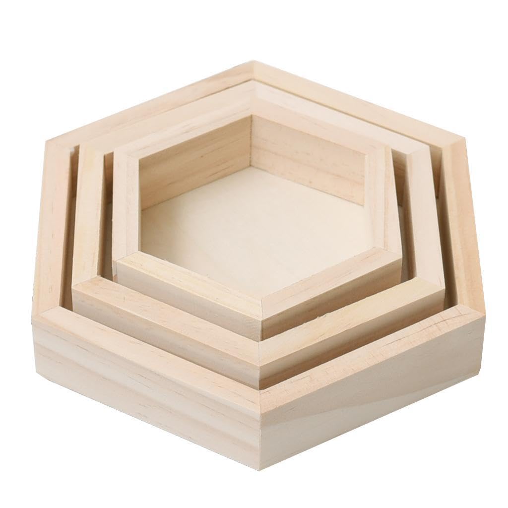 TWISAXC Wooden Display Tray Jewelry Organizer Holder And Hexagonal Storage Box Efficient For Photograph Props And Craft Supplies Jewelry Display Showcase