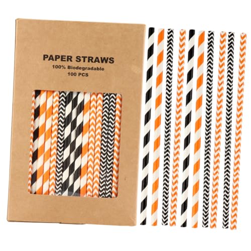 Healeved 100 pitillos de papel para fiesta de Halloween miniatura 1