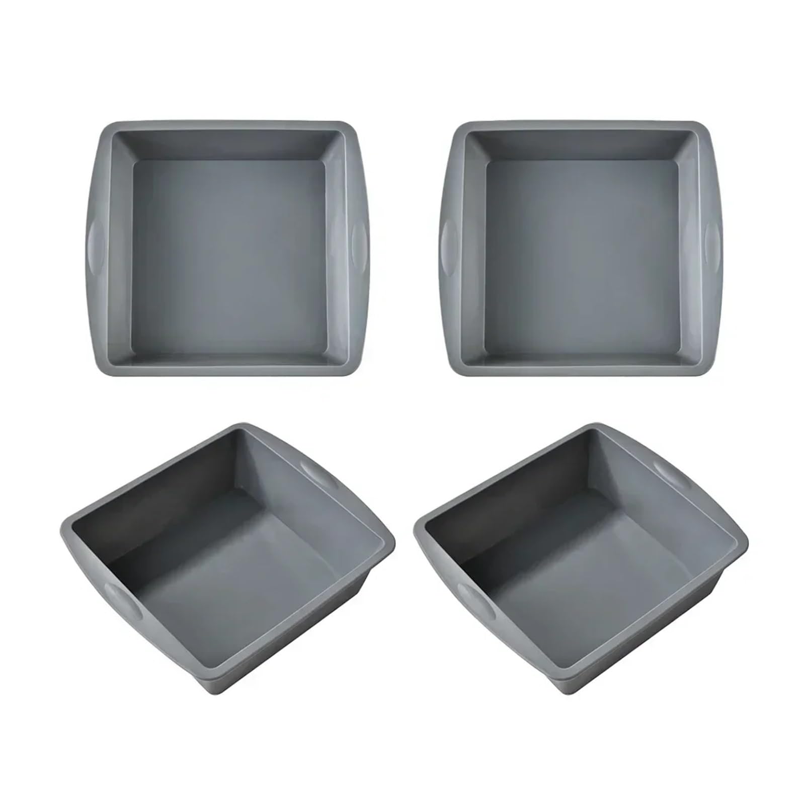 Genérico Molde cuadrado de silicona for hornear pasteles con Mango antideslizante for galletas Brownies Cupcakes(4Pc Grey)