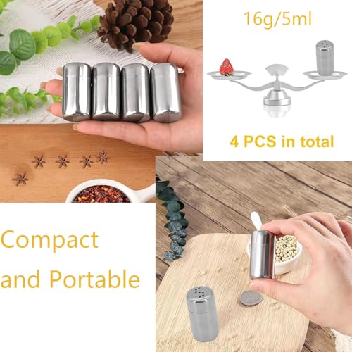 RXKFIGX 4 PCS Mini Salt and Pepper Shakers Set, Stainless Steel Small Spice Shakers - Image 4