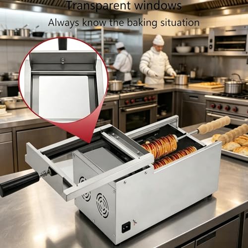UofZc Four à gâteaux cheminée électrique Professionnel, Machine à gâteaux cheminée, Machine à Rouleaux pour Cake pops, avec 2 Barres en Acier Inoxydable – vue 4