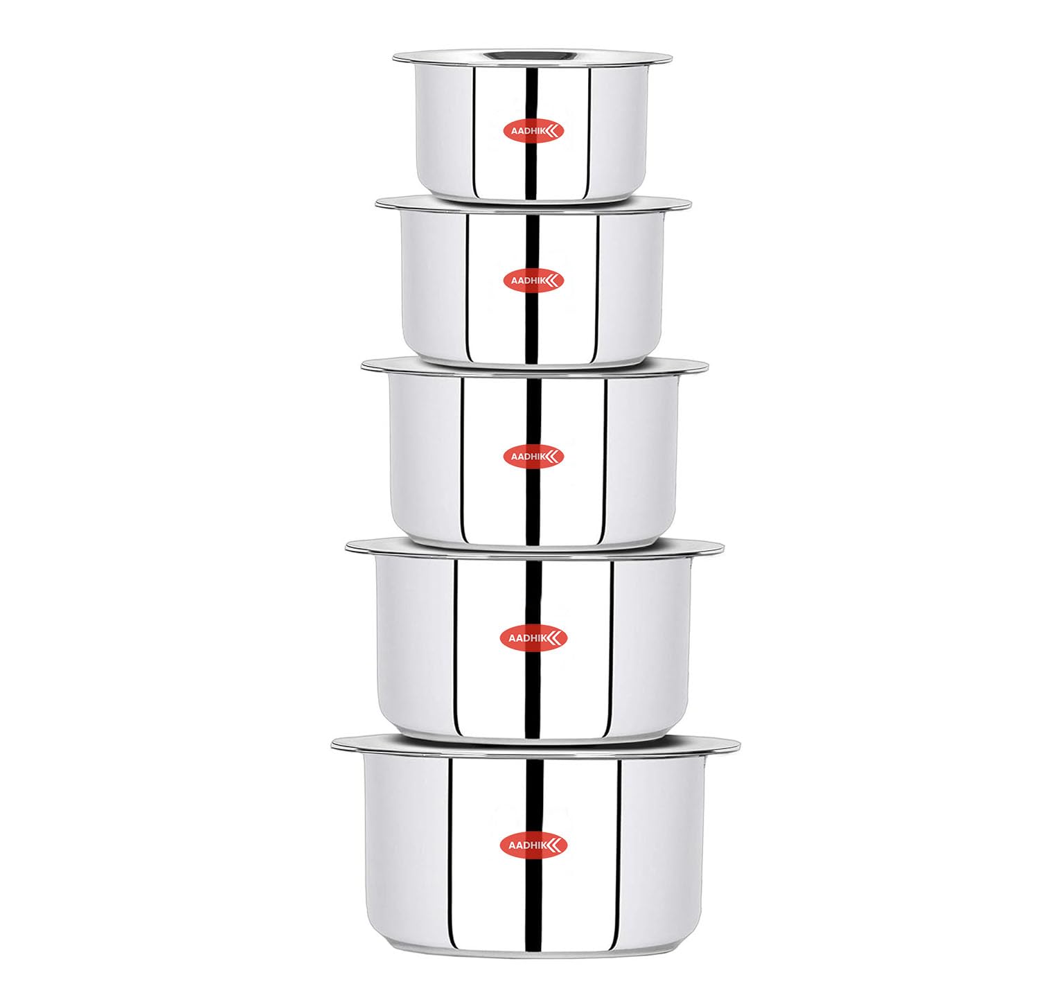 AADHIK Induction & Gas Stove Friendly Stainless Steel 5 Pcs Big Size Container Set/Tope/Cookware Set with Lids (1 LTR to 3 LTR), 10 Pcs Set (B0DCHY33K8) Amazon Price History, Amazon Price Tracker