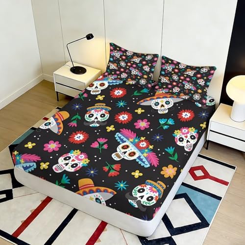 Drap-housse crâne coloré 3D, le cadeau idéal pour un adolescent - 5