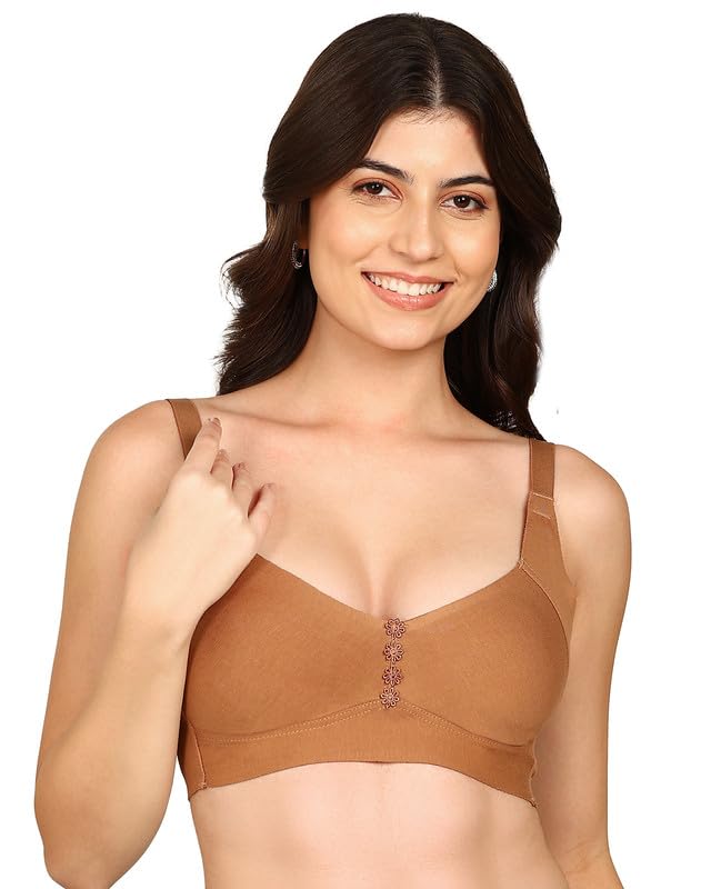 Image of Komli M-Frame Non-Padded Cotton Bonded Seamless Minimiser | Full Coverage | Hidden Concealer | Elastic-Free Comfort | Wire-Free | Side Wings with Gripper | Adjustable Straps