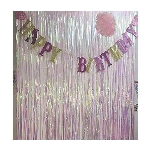 Blukey Foil Fringe Backdrop 6ftx8ft Transparent White Metallic
