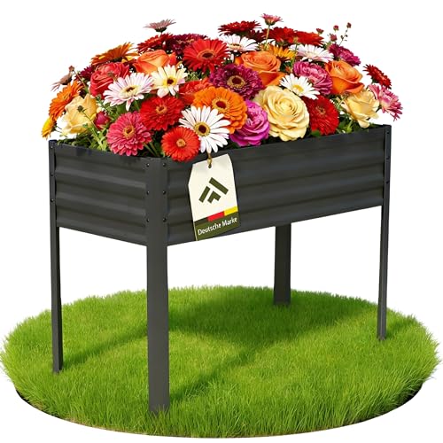 novaterra gewelltes Hochbeet aus Metall - B 85 x T 31 x H 80 cm - Robustes & Rostbeständiges Gartenbeet für Balkon & Garten | Formschönes Design UV-beständig wetterfest