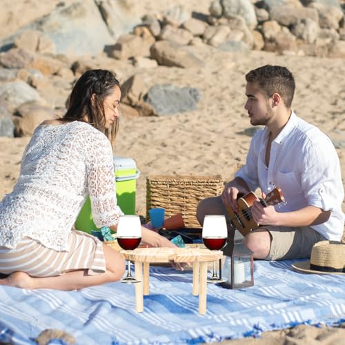 Table de camping pliable Yardwe avec support de verre et plateau repas nomade