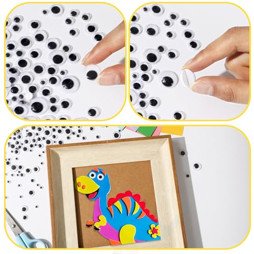 upins 1000 pcs self adhesive googly wiggle eyes for diy craft assorted size 6 mm 8 mm 10 mm 12 mm 14 mm 16 mm mixed packaging craft sticker eyes